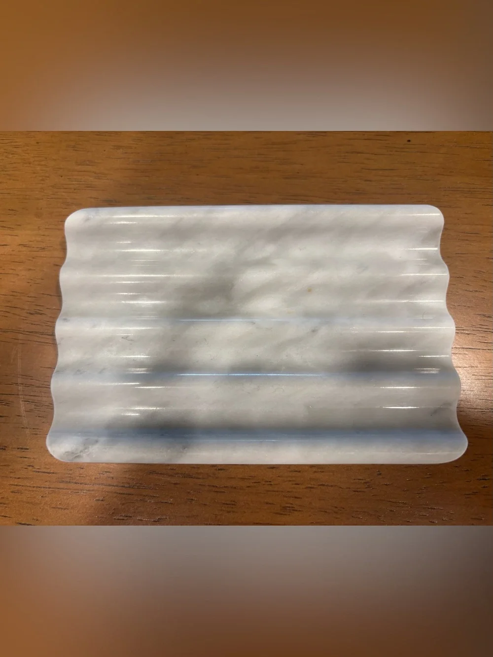 White Marble Ridged Soap Dish Natural Stone Bathroom Decor